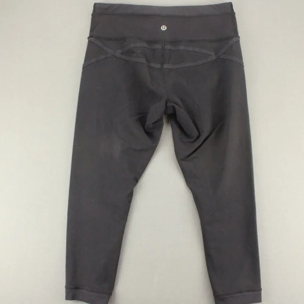 Lululemon Black Cropped Leggings Womens 8 Athletic Capris - Picture 8 of 8
